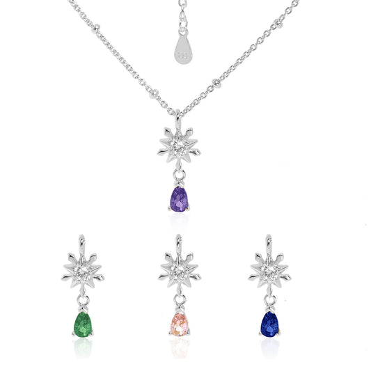 Elegant Snowflake Waterdrop CZ Women 925 Sterling Silver Necklace