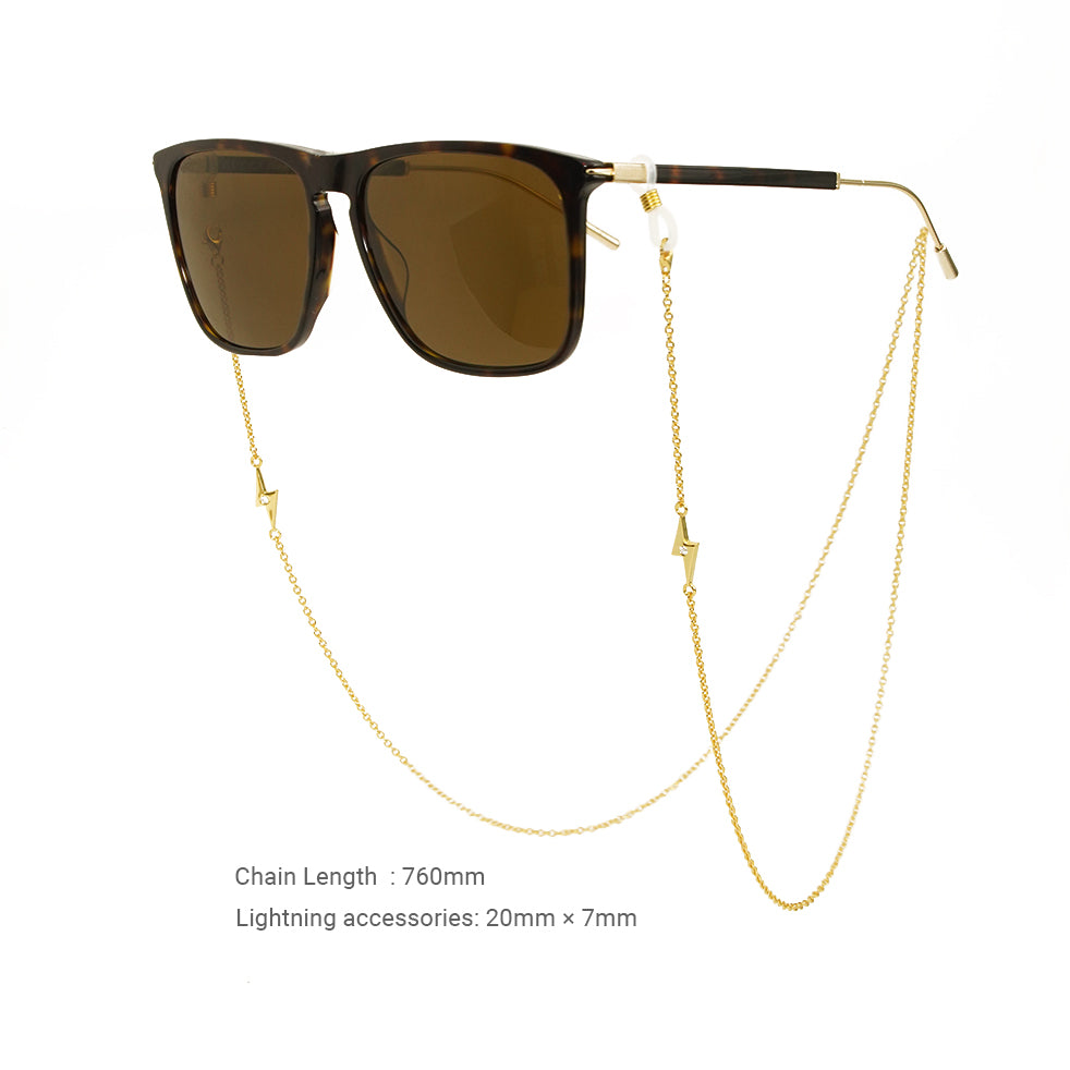 Fashion Travel item Lightning Sunglasses Eyeglass Holder 925 Sterling Silver Glasses Chain Yellow Gold Eyeglass Strap