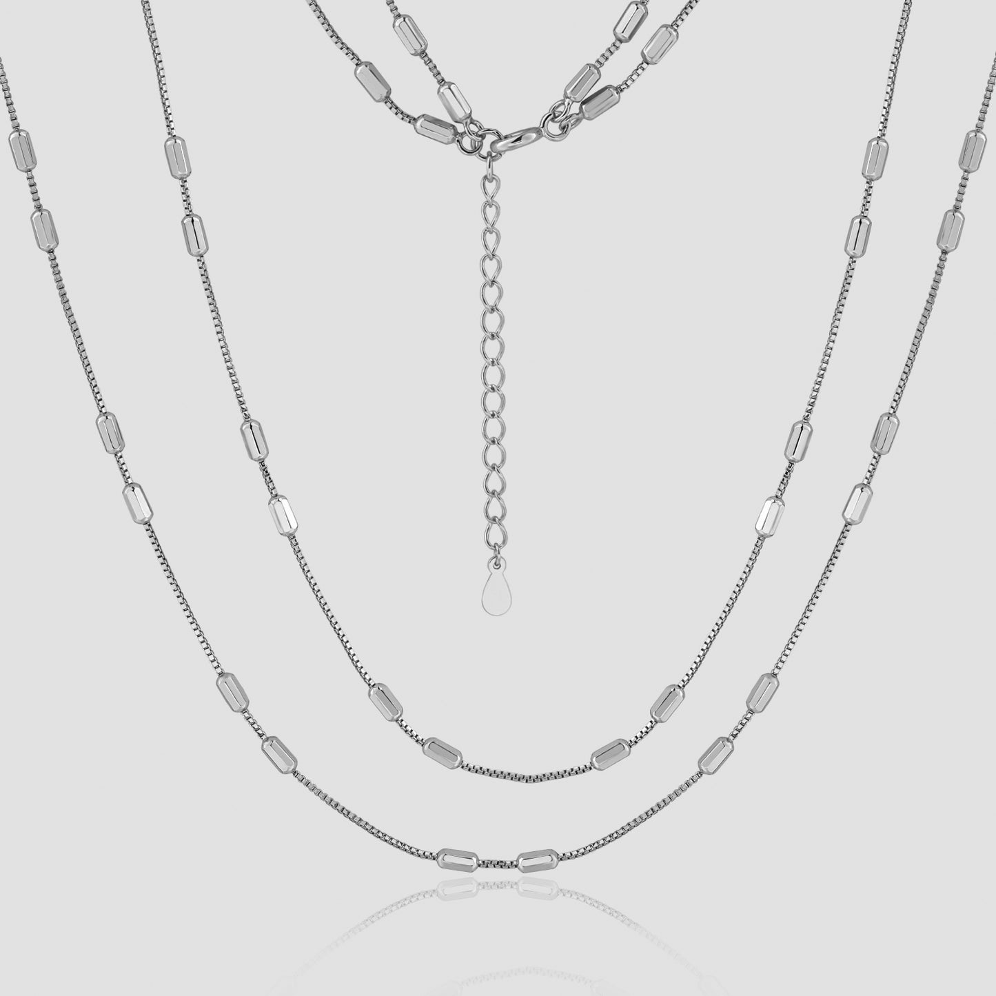 Fashion Octagonal Cylinder Double Layer Wear Chain 925 Sterling Silver Necklace