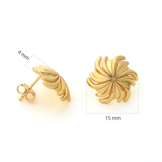 Sunny Spiral Flower 925 Sterling Silver Stud Earrings