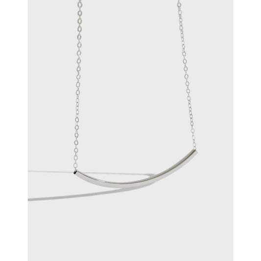 Simple Geometry Square Tube Smile 925 Sterling Silver Necklace