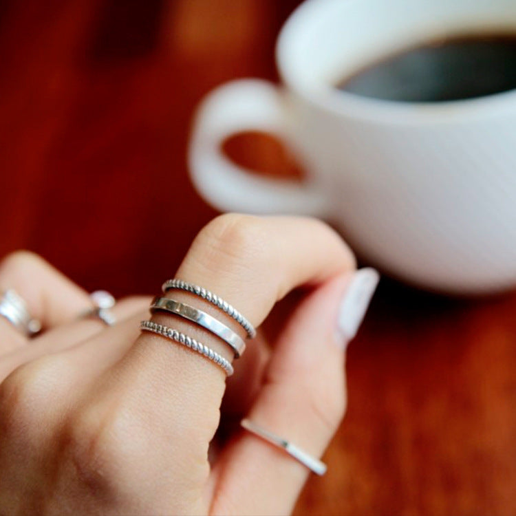 Vintage Triple Layer Twist 925 Sterling Silver Adjustable Ring