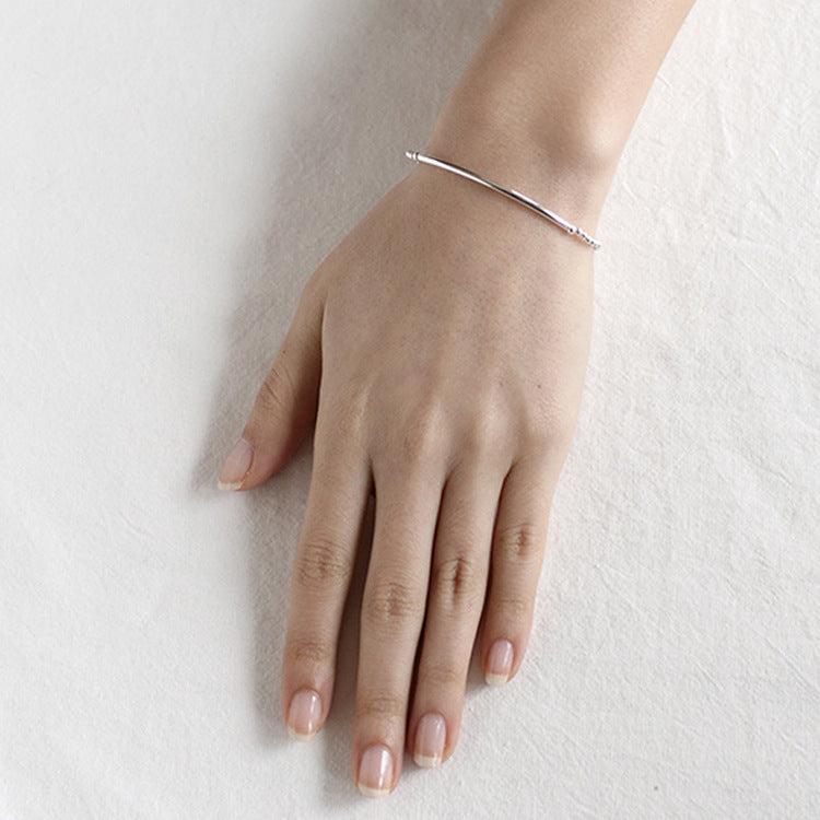 Simple 2mm Beads Tube 925 Sterling Silver Bracelet