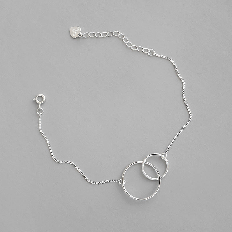 Simple Mother Child Loops 925 Sterling Silver Bracelet