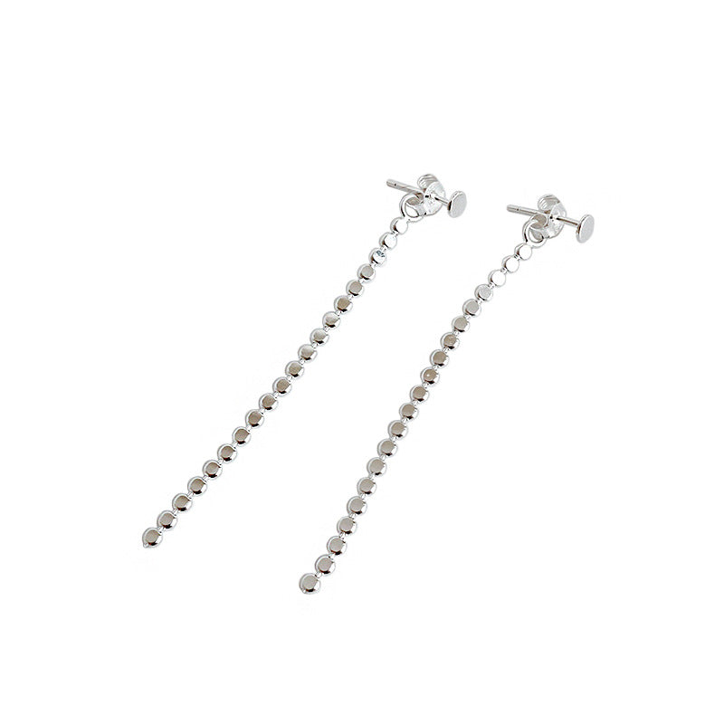 Elegant Flat Beads 925 Sterling Silver Dangling Earrings