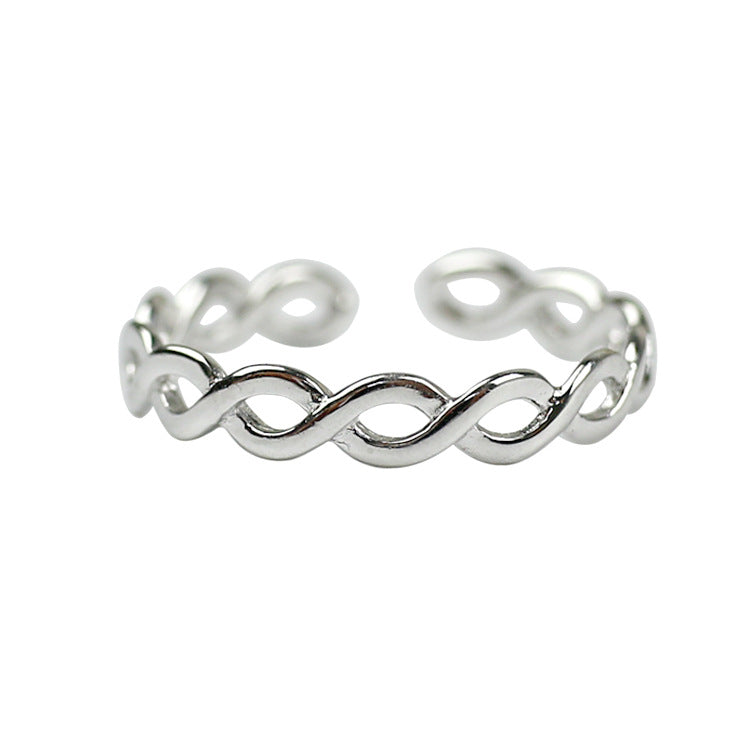 Simple Hollow Twisted New 925 Sterling Silver Adjustable Ring