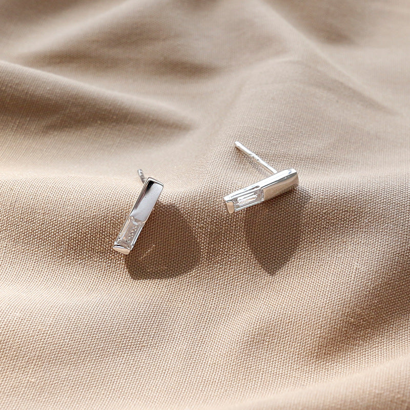 Geometry CZ Strip 925 Sterling Silver Stud Earrings