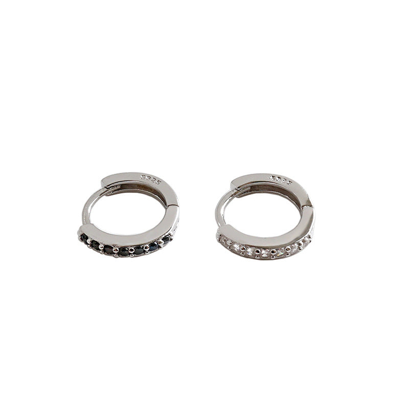 Classic New CZ Mini Circle 925 Sterling Silver Huggie Hoop Earrings