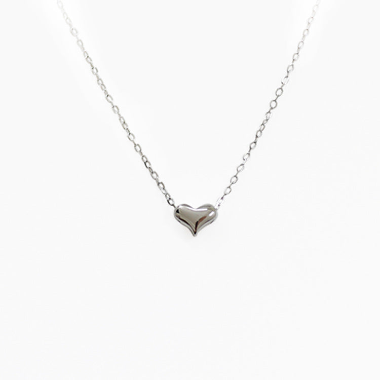 Women Simple Mini Heart 925 Sterling Silver Necklace