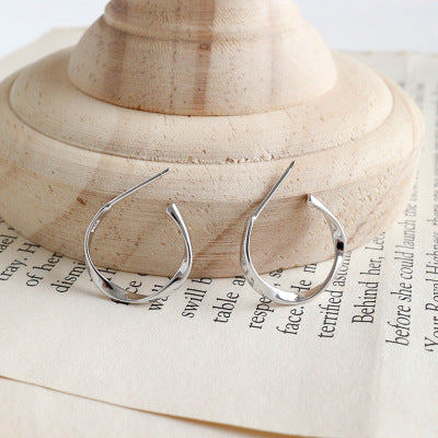 Simple Mobius Twisted 925 Sterling Silver Hoop Earrings