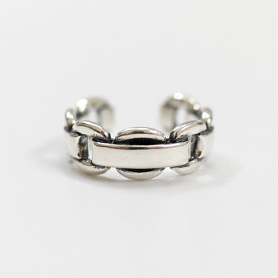 Vintage Geometry Box Chain 925 Sterling Silver Adjustable Ring