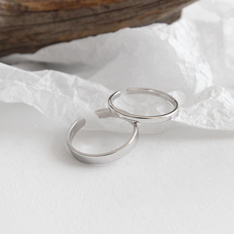 Simple Minimalist Prime Circle 925 Sterling Silver Adjustable Tail Ring