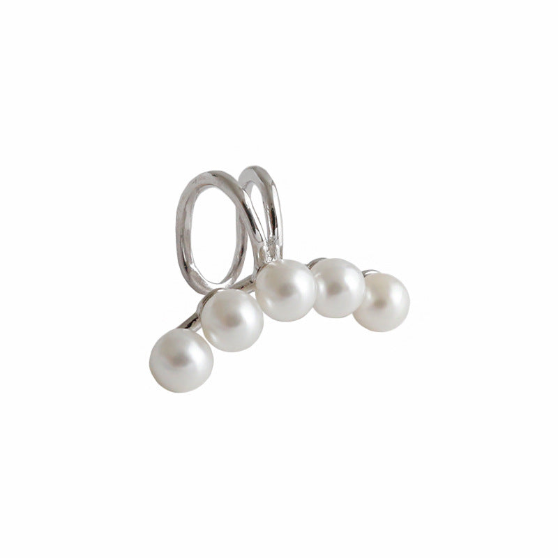 Girl Shell Pearl Lines 925 Sterling Silver Non-Pierced Earring(Single)