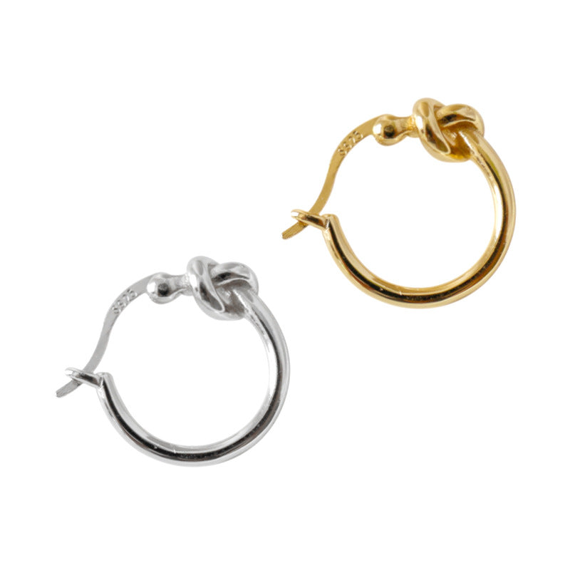 Honey Moon Gift Love Heart Knot Circle 925 Sterling Silver Hoop Earrings