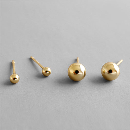 Minimalist Golden Beads 925 Sterling Silver Stud Earrings