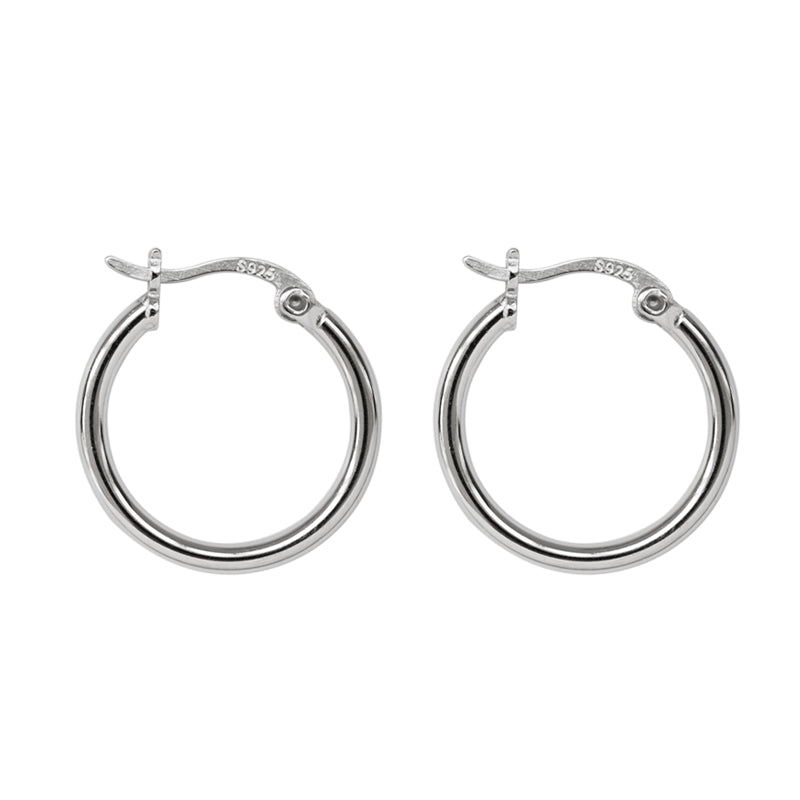 Fashion Simple Round 925 Sterling Silver Hoop Earrings