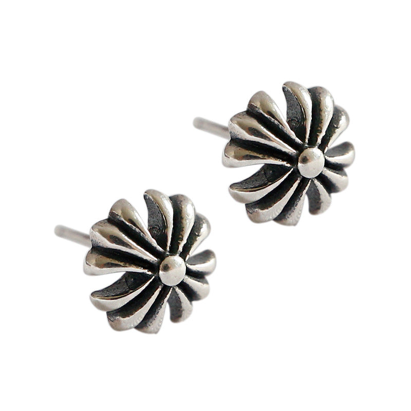 Vintage Flower Beautiful 925 Sterling Silver Stud Earrings