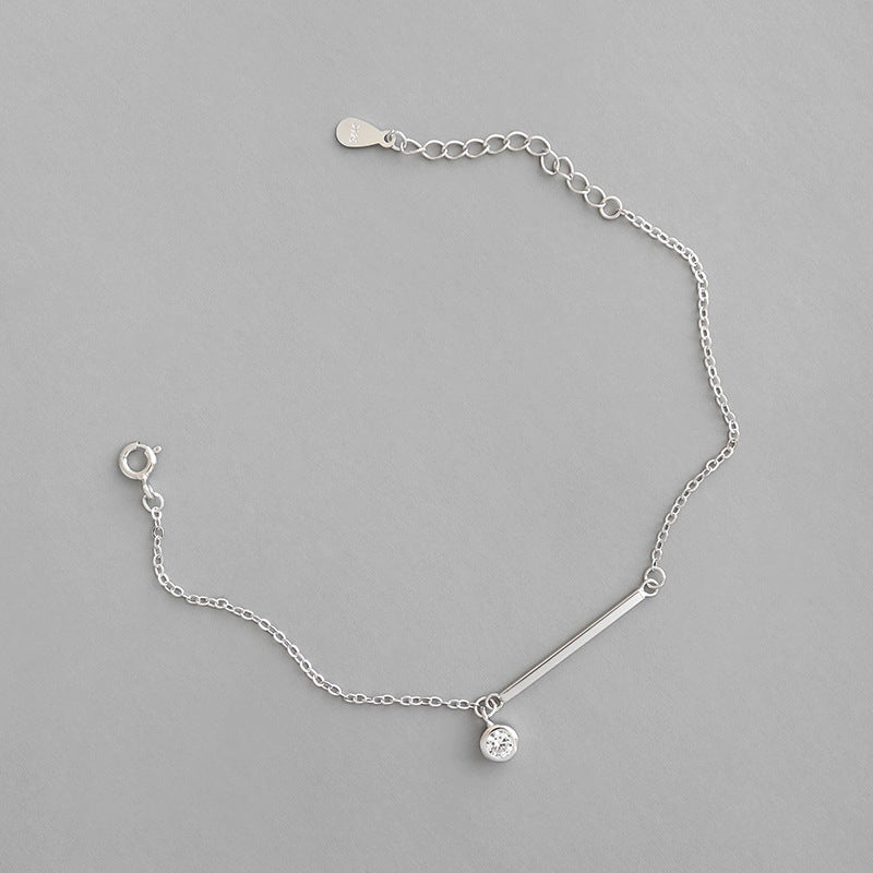 Simple Geometry Stick CZ 925 Sterling Silver Bracelet