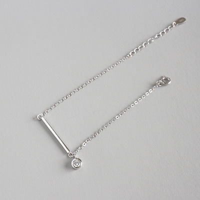 Simple Geometry Stick CZ 925 Sterling Silver Bracelet