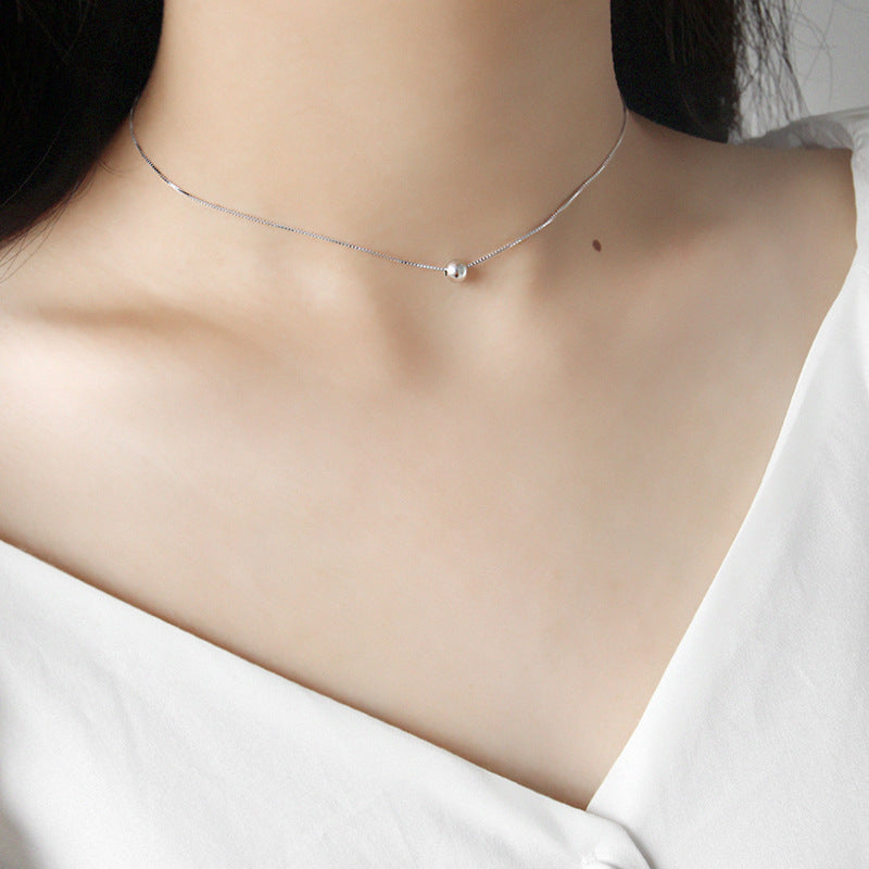 Minimalist Beads Ball 925 Sterling Silver Choker Necklace