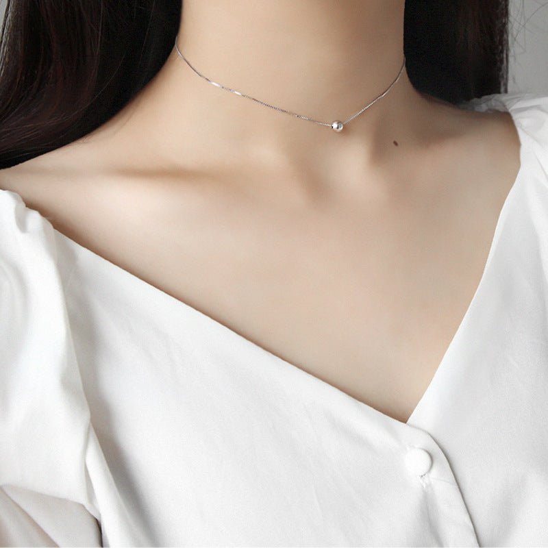 Minimalist Beads Ball 925 Sterling Silver Choker Necklace