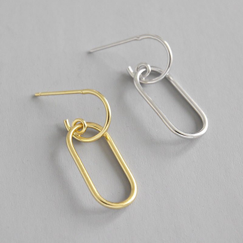 Fashion Hollow Geometry Annular 925 Sterling Silver Dangling Earrings