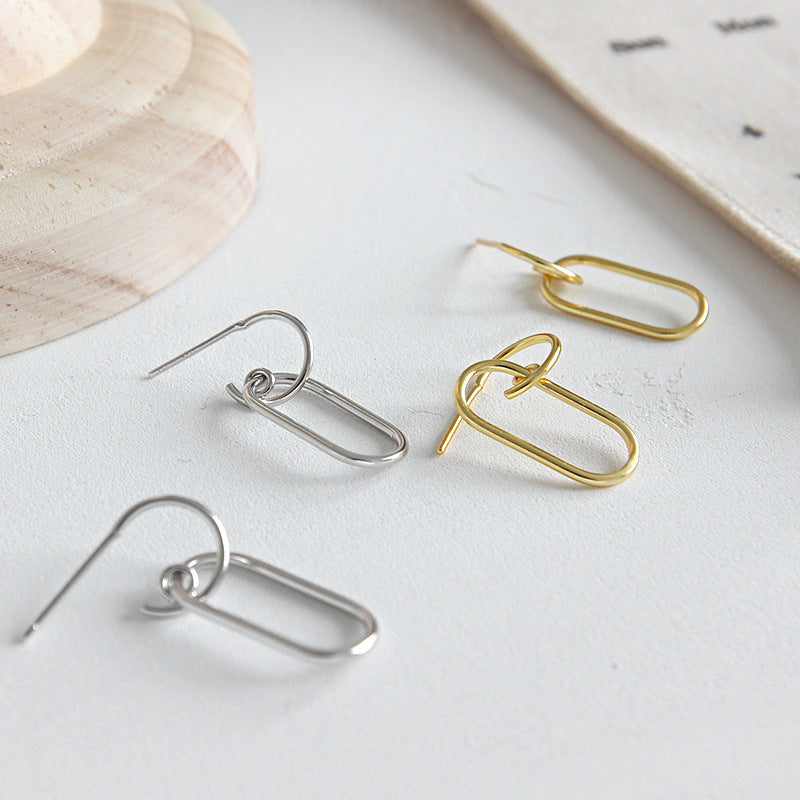 Fashion Hollow Geometry Annular 925 Sterling Silver Dangling Earrings