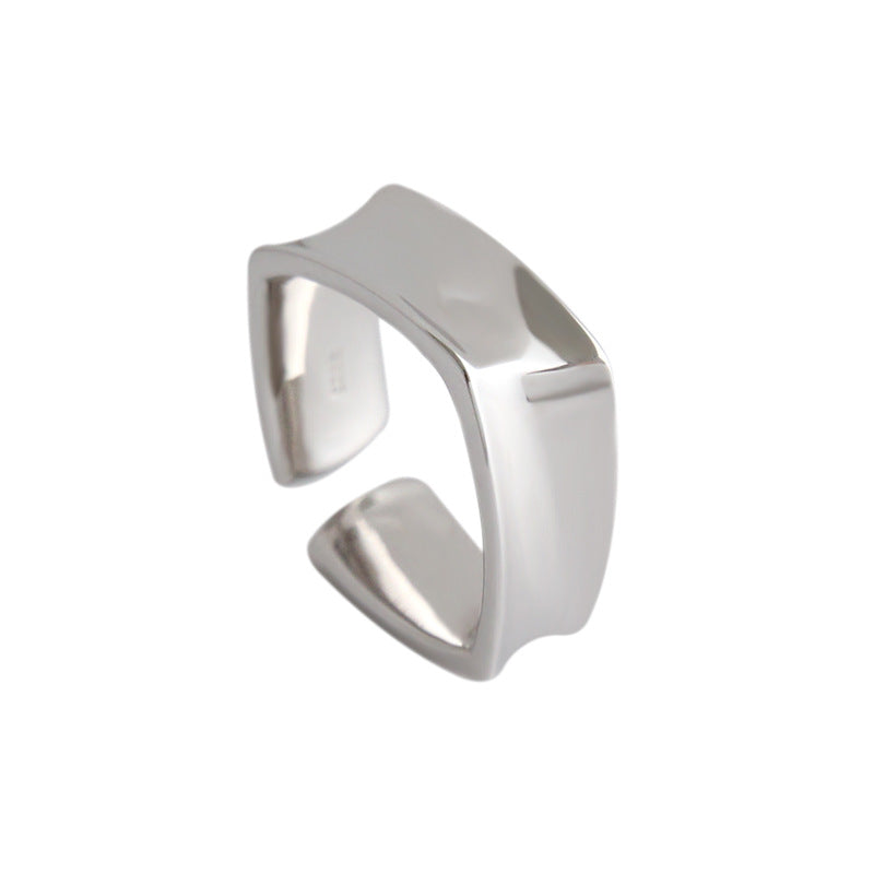 Simple Geometry Twisted Square 925 Sterling Silver Adjustable Ring