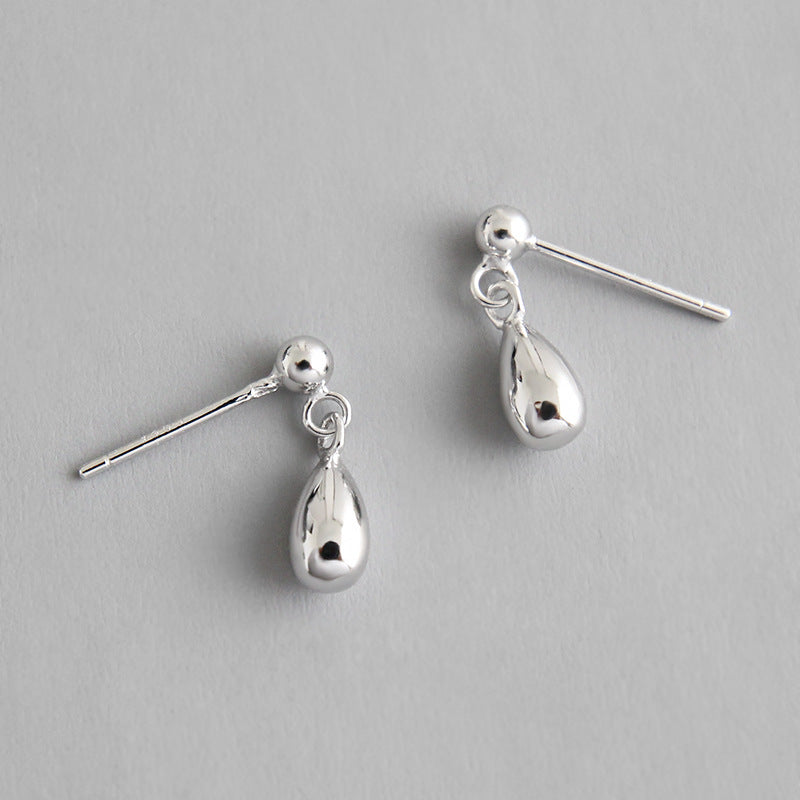 Simple Drop Water Girl 925 Sterling Silver Stud Earrings