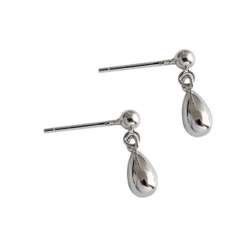 Simple Drop Water Girl 925 Sterling Silver Stud Earrings