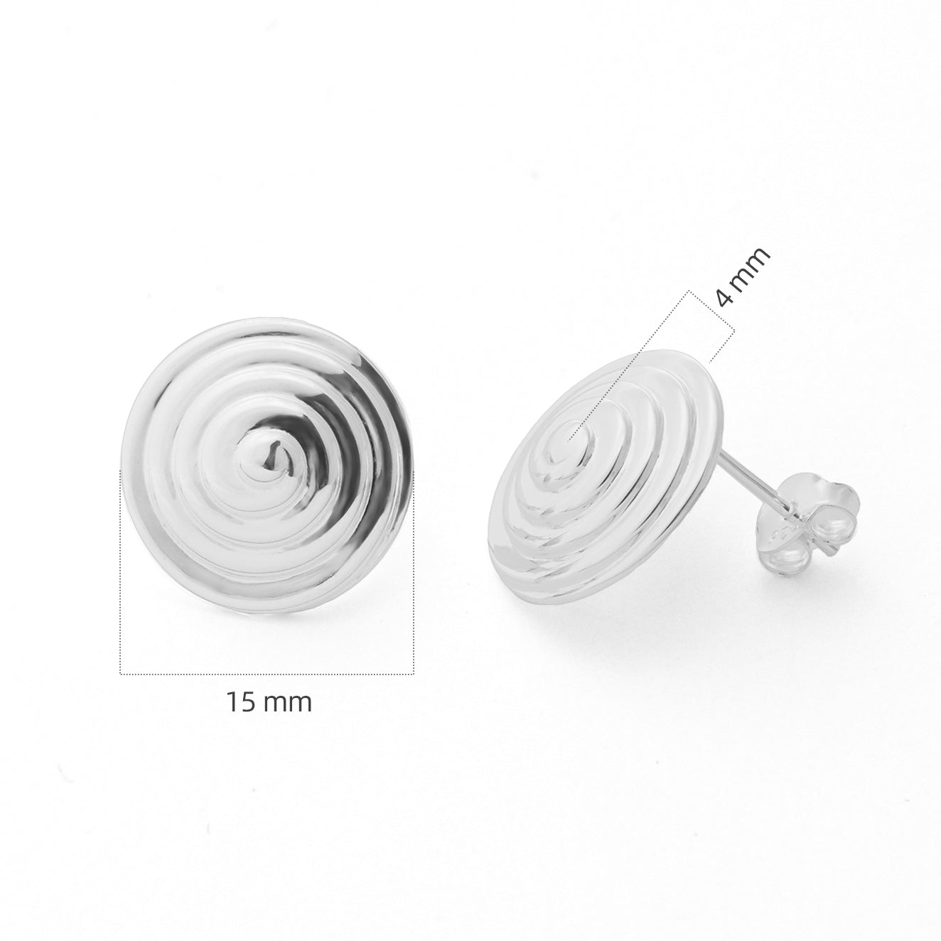 Geometry Spiral Snail Shell 925 Sterling Silver Stud Earrings