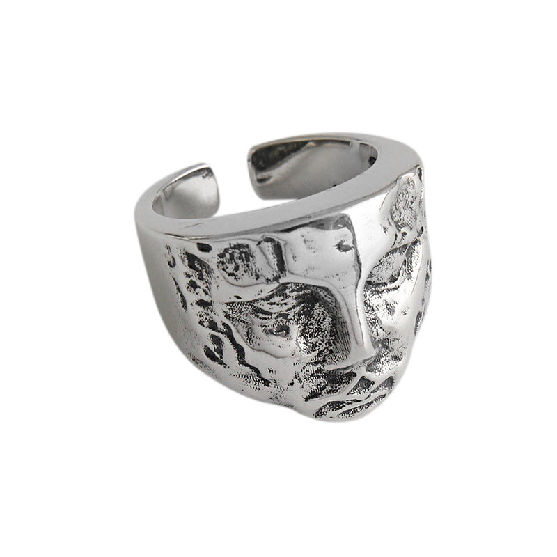 Vintage Abstract Portrait 925 Sterling Silver Adjustable Ring