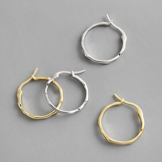 Fashion Office Irregular Circle 925 Sterling Silver Hoop Earrings