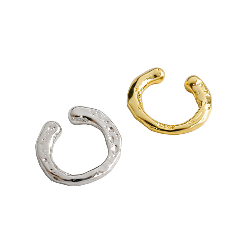 Minimalist Irregular Face 925 Sterling Silver Non-Pierced Earring(Single)