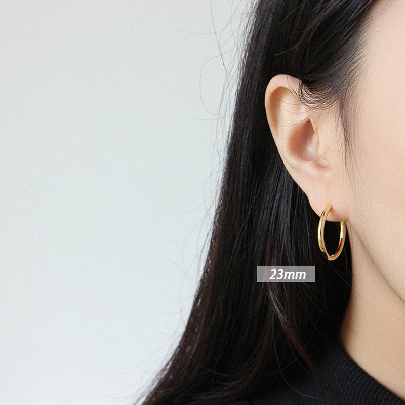 Simple Minimalist Tiny Circle 925 Sterling Silver Huggie Hoop Earrings