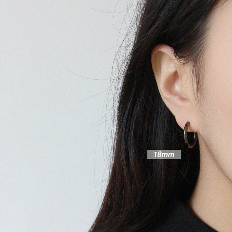 Simple Minimalist Tiny Circle 925 Sterling Silver Huggie Hoop Earrings