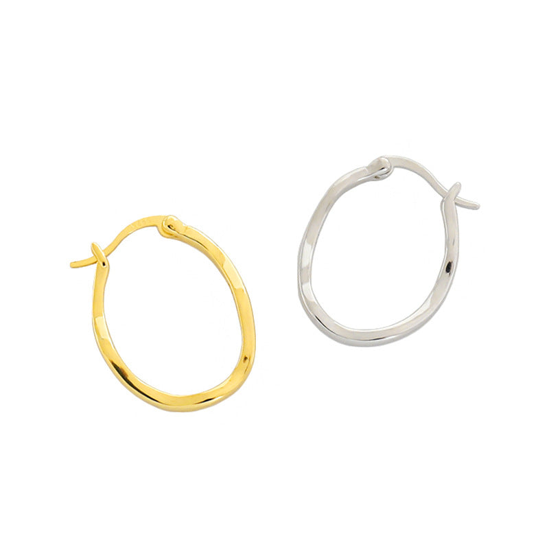 Geometry Irregular Circle Hot 925 Sterling Silver Hoop Earrings