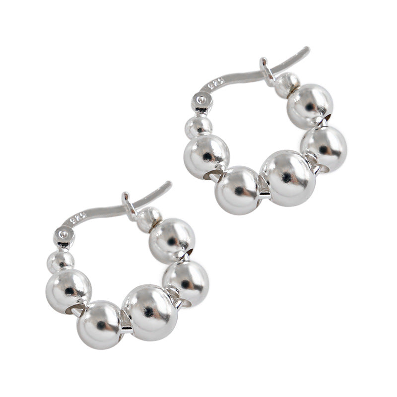 New Bubbles Beads 925 Sterling Silver Hoop Earrings