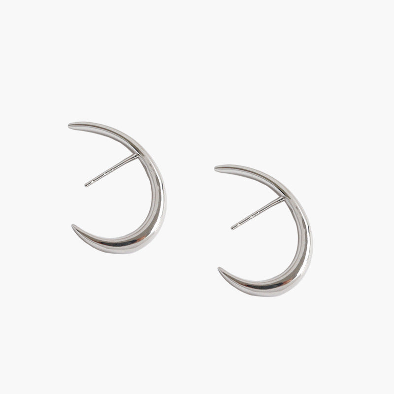 Graduation Letter C Shape 925 Sterling Silver Stud Earrings