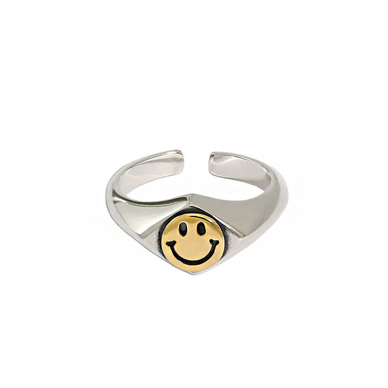 Party Smile Face 925 Sterling Silver Adjustable Ring