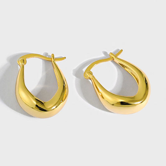 Office Irregular U Shape Hot 925 Sterling Silver Hoop Earrings