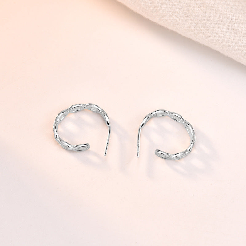 Fashion Hollow Chain Loop 925 Sterling Silver Hoop Earrings