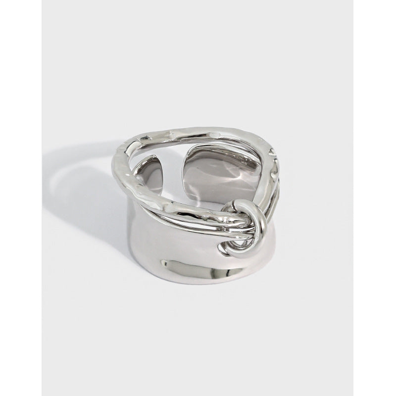 Masculine Fashion Irregular Knot 925 Sterling Silver Adjustable Ring