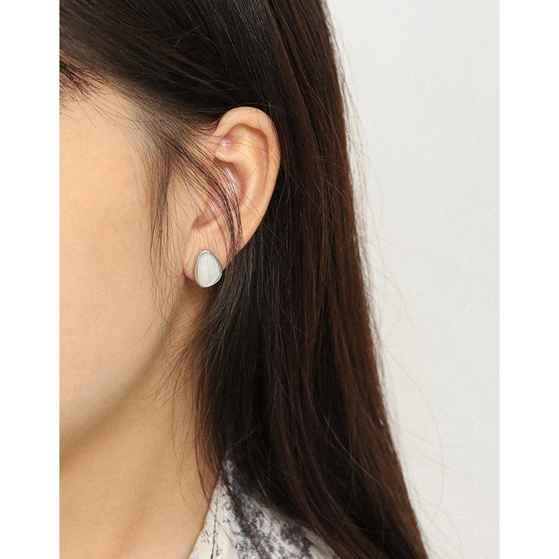 Fashion Waterdrop Mother of Shell 925 Sterling Silver Stud Earrings