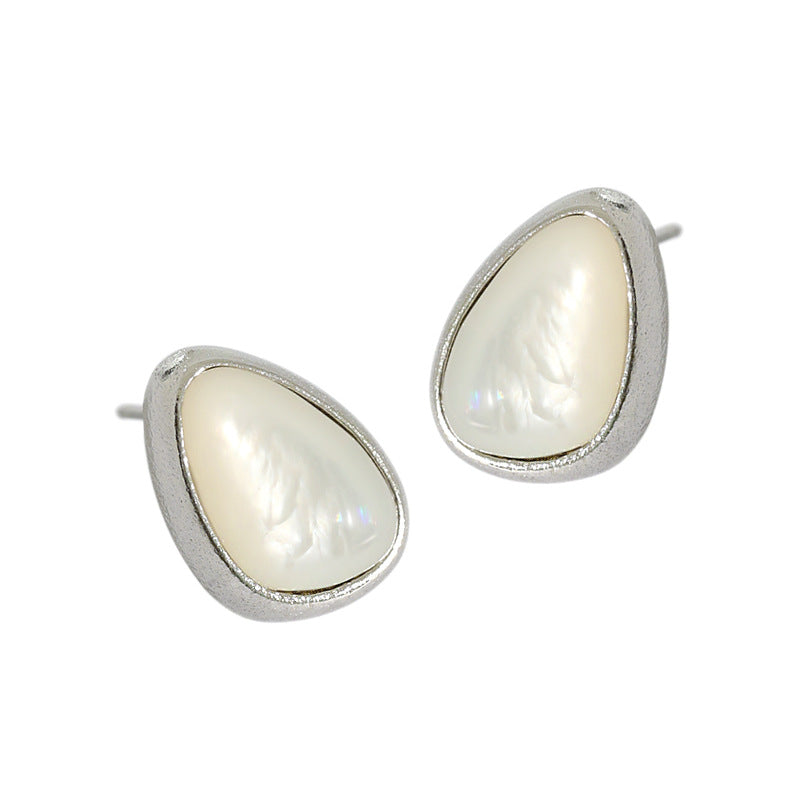 Fashion Waterdrop Mother of Shell 925 Sterling Silver Stud Earrings