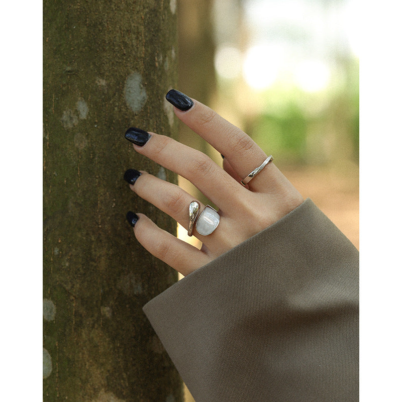 Simple Mobius Circle Office 925 Sterling Silver Adjustable Ring