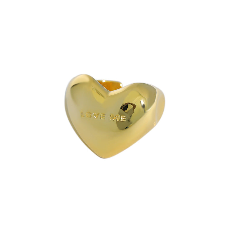 Anniversary LOVE ME Letters Heart 925 Sterling Silver Adjustable Ring