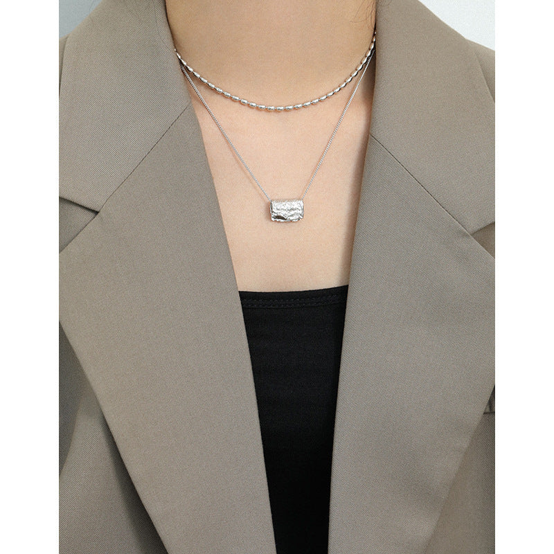 Party Irregular Geometry Block 925 Sterling Silver Necklace