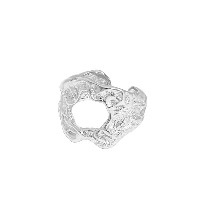 Masculine Irregular O Shape 925 Sterling Silver Adjustable Ring