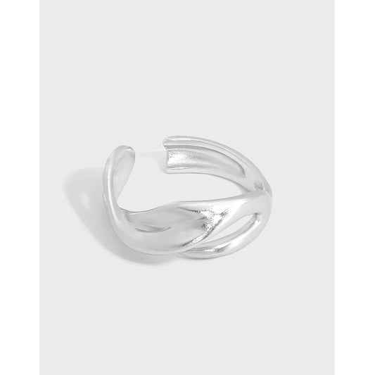 Hot Irregular Hollow River 925 Sterling Silver Adjustable Ring